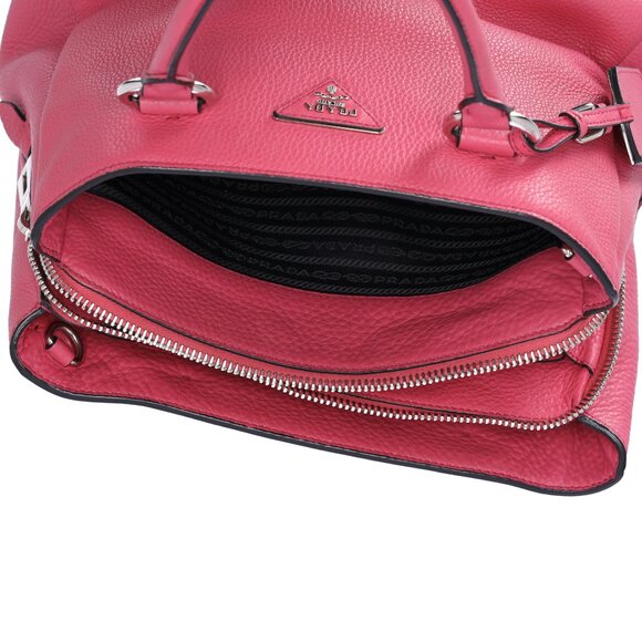 PRADA Triangle Logo Triple Compartment Satchel Handbag BN2853 Pink Leather - Picture 9 of 10